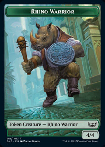 Fish // Rhino Warrior Double-Sided Token [Streets of New Capenna Tokens]
