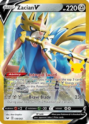 Zacian V 138/202  - Holofoil ME 30th Celebration Classic Collection - Classic Collection