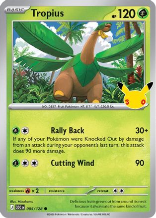 Tropius 005/128  - Holofoil ME 30th Celebration - Common