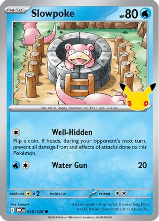 Slowpoke 016/128  - Holofoil ME 30th Celebration - Common