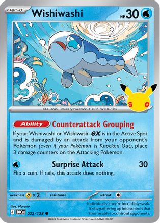 Wishiwashi 022/128  - Holofoil ME 30th Celebration - Common