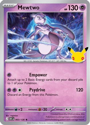 Mewtwo 063/128  - Holofoil ME 30th Celebration - Rare