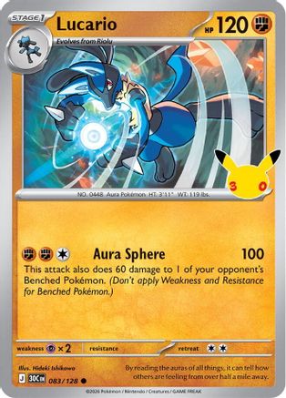Lucario 083/128  - Holofoil ME 30th Celebration - Common