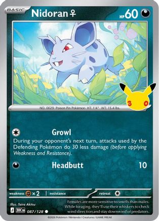 Nidoran F 087/128  - Holofoil ME 30th Celebration - Common