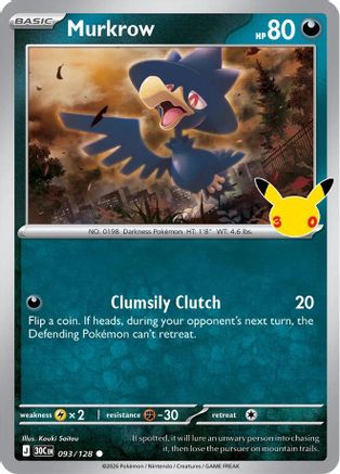 Murkrow 093/128  - Holofoil ME 30th Celebration - null