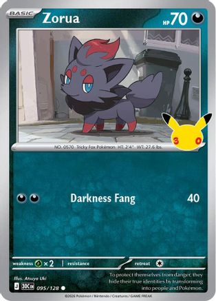 Zorua 095/128  - Holofoil ME 30th Celebration - Common