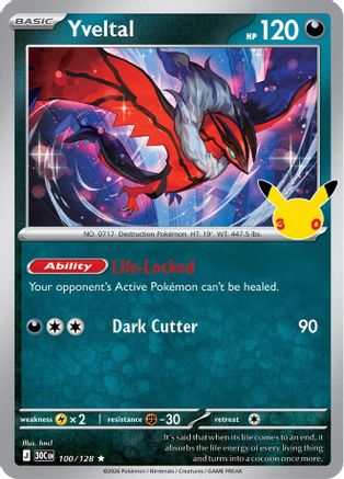 Yveltal 100/128  - Holofoil ME 30th Celebration - null