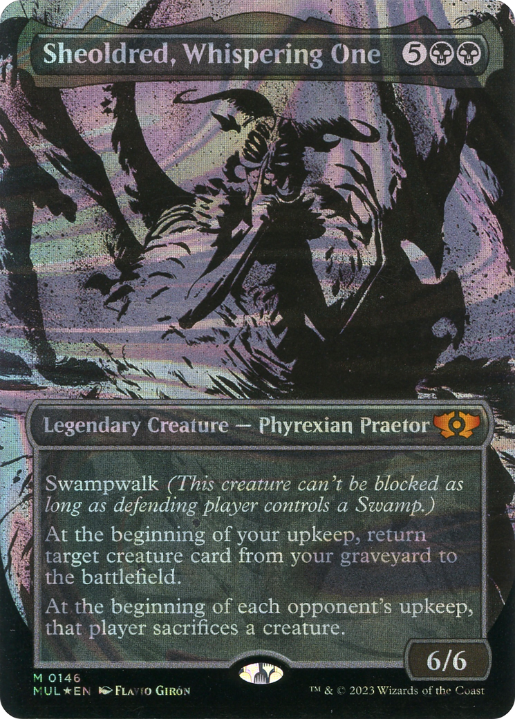 Sheoldred, Whispering One (Halo Foil) [Multiverse Legends]