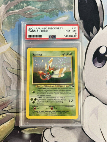 PSA Graded 8 Yanma, 2001 Pokémon Card Game, Neo Discovery Holo Rare