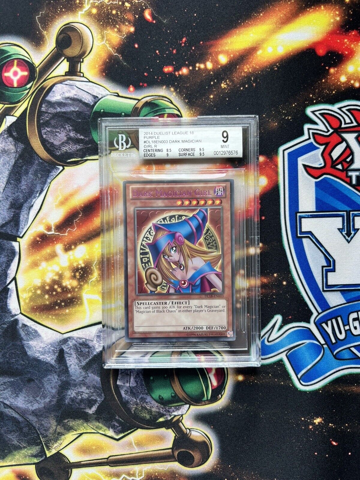 BGS Graded 9 Dark Magician Girl, DL18-EN003, YUGIOH Card Game, Duelist League Purple