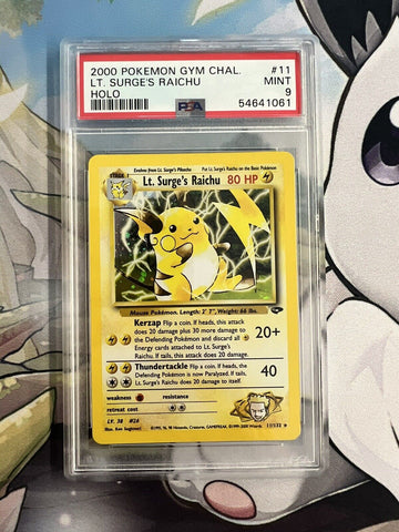 PSA Graded 9 Lt. Surge's Raichu 2000 Pokémon Card Game, Gym Chal. Holo Rare