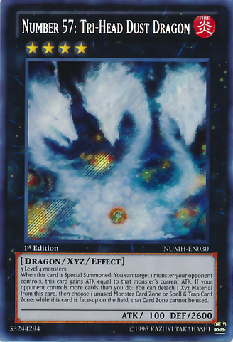 Number 57: Tri-Head Dust Dragon [NUMH-EN030] Secret Rare