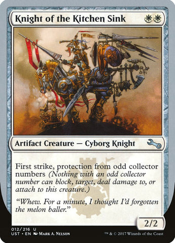 Knight of the Kitchen Sink ("protection from odd collector numbers") [Unstable]
