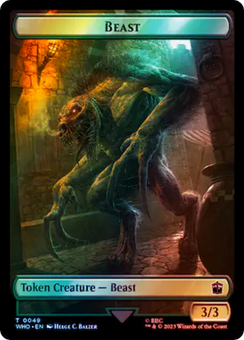 Soldier // Beast Double-Sided Token (Surge Foil) [Doctor Who Tokens]
